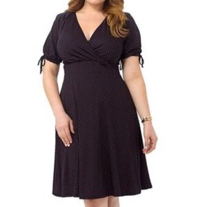 IGIGI Pink And Black Polka Dot V-Neck Dress